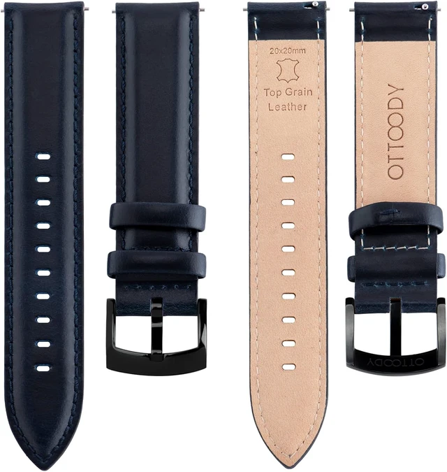 Alt view image 3 of 7 - Leather Watch Bands Quick Release Elegant Top Grain Leather Watch Straps for Men & Women Choice of Color & Width - 18mm 19mm 20mm 21mm or 22mm Wristbands Bracelet for Watch & Smartwatch