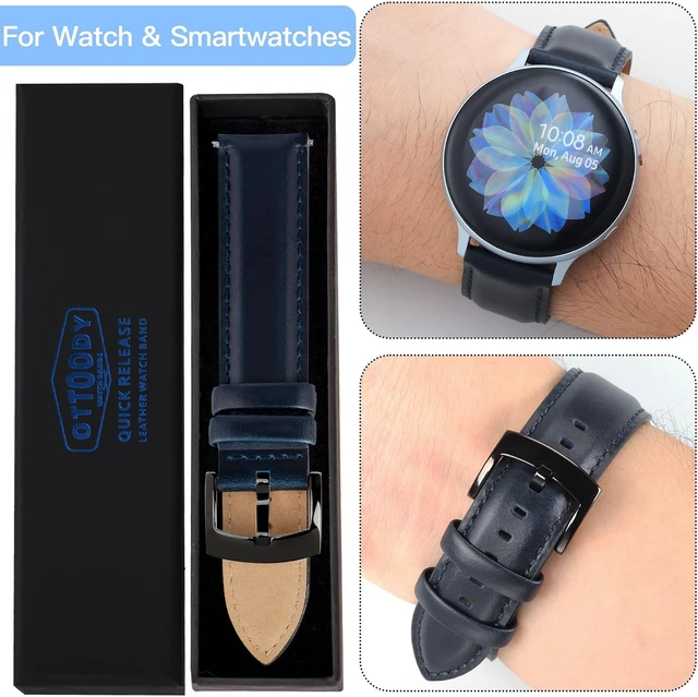 Alt view image 7 of 7 - Leather Watch Bands Quick Release Elegant Top Grain Leather Watch Straps for Men & Women Choice of Color & Width - 18mm 19mm 20mm 21mm or 22mm Wristbands Bracelet for Watch & Smartwatch