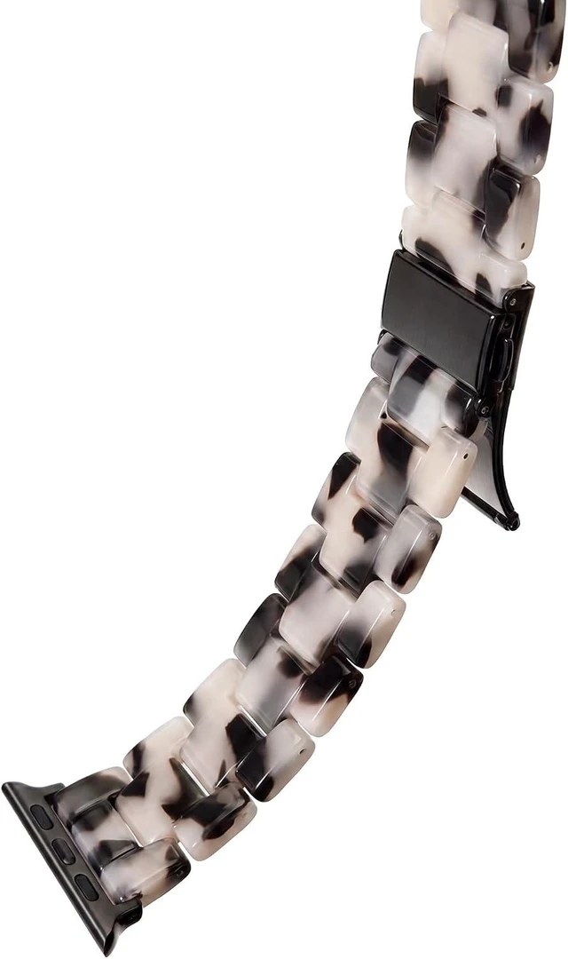 Alt view image 5 of 7 - Resin Watch Band for Women 42mm 41mm 40mm 38mm Black Floral