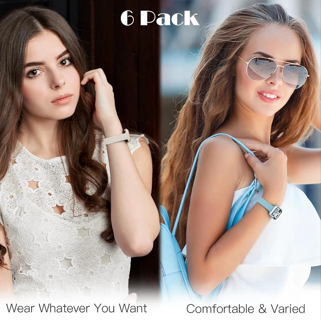 Alt view image 7 of 7 - 6 Pack Thin Stretchy Braided Compatible with Watch Bands Women Men