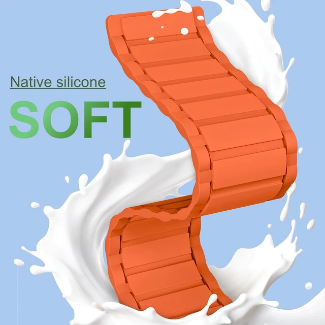 Alt view image 4 of 7 - Magnetic Link Solo Loop Sport Silicone Bands Compatible with Watch Ultra 3/2/1 49mm Series 11/10 46/42mm 9/8/7 45/41mm SE 6/5/4 44/40mm 3/2/1 42/38mm for Women Men
