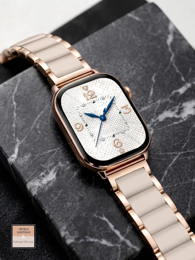 Alt view image 7 of 7 - Luxury Rose Gold Watch Band for Women Metal & Silicone