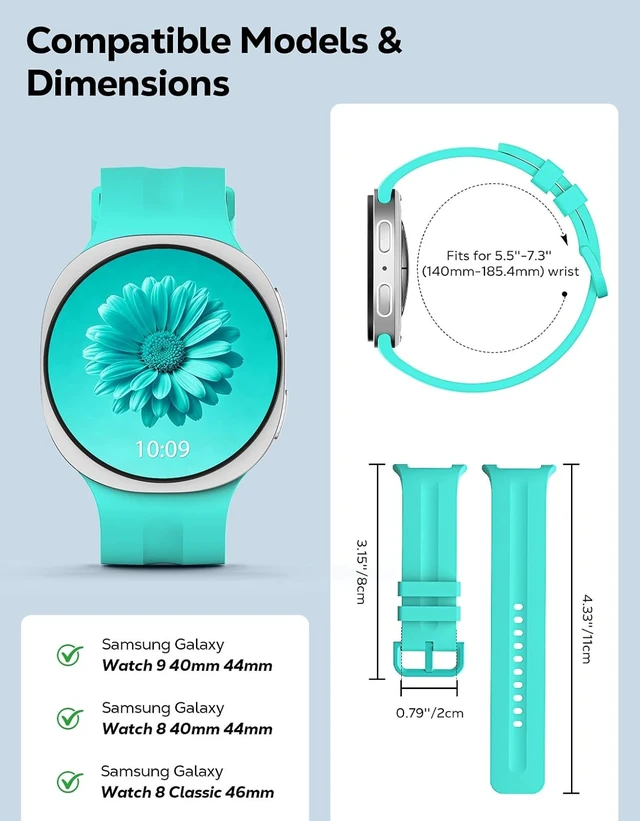 Alt view image 2 of 6 - 10 Pack Sport Bands Compatible with Galaxy Watch 9/8 40mm/44mm