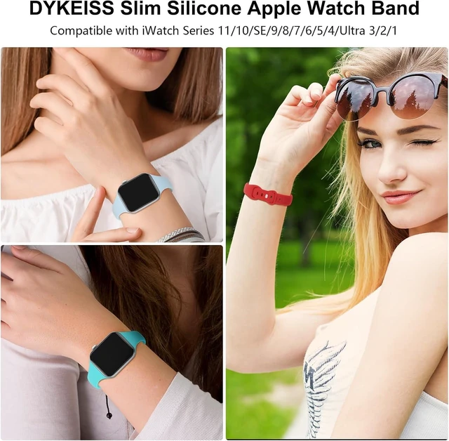 Alt view image 5 of 7 - Thin Sport Silicone Slim Band Compatible with Watch Bands Women Men