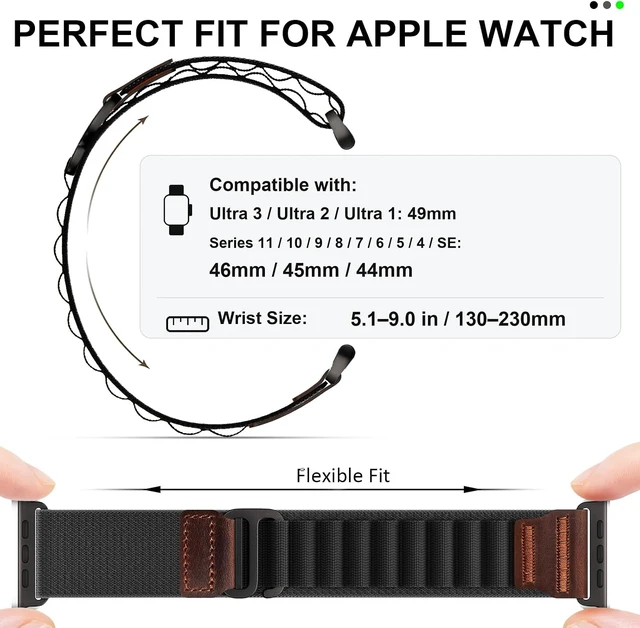Alt view image 2 of 7 - Nylon Leather Band Compatible with Watch Ultra 4 3 2 1
