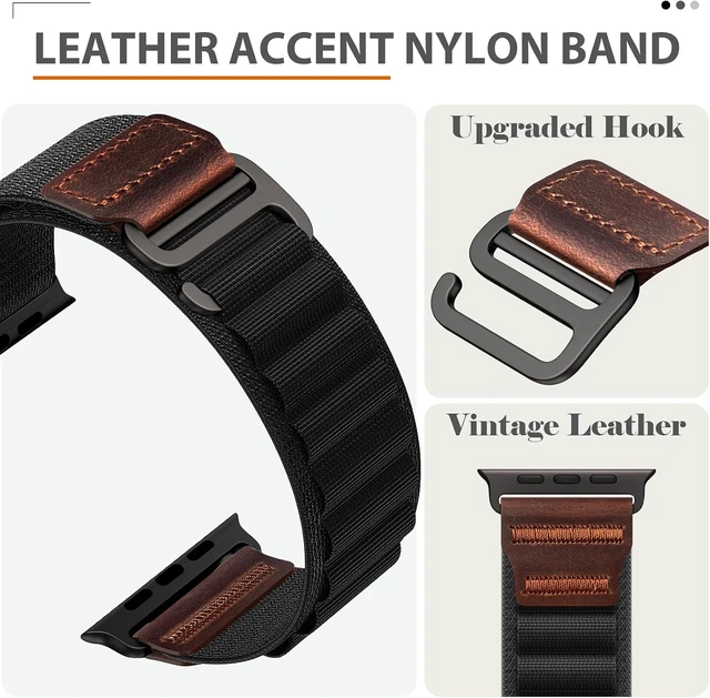 Alt view image 3 of 7 - Nylon Leather Band Compatible with Watch Ultra 4 3 2 1