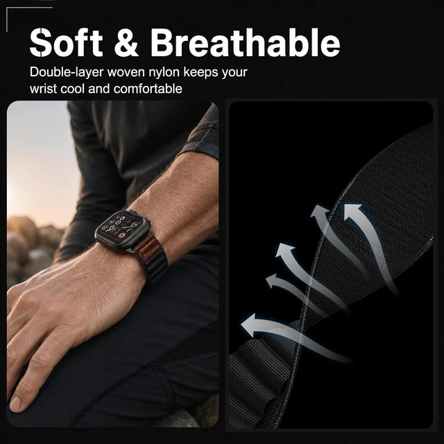 Alt view image 4 of 7 - Nylon Leather Band Compatible with Watch Ultra 4 3 2 1