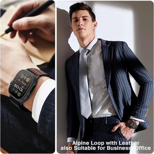 Alt view image 6 of 7 - Nylon Leather Band Compatible with Watch Ultra 4 3 2 1