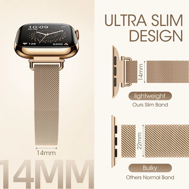 Alt view image 2 of 7 - 14MM Ultra-Slim Milanese Loop for Watch Band for Women 42mm 38mm