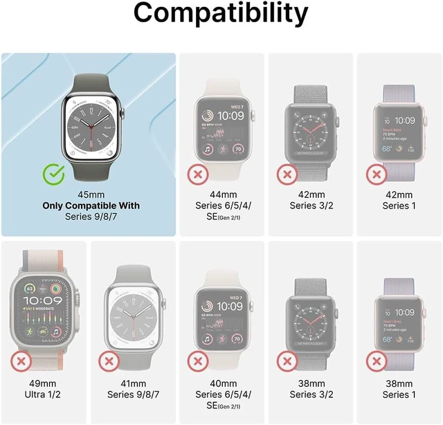 Alt view image 2 of 7 - Active Defense Case Designed for Watch Series 9/8/7 45 mm Drop Proof 10ft Shock & Scratch-Resistant Sport Band Breathable Rugged (Stealth Black)