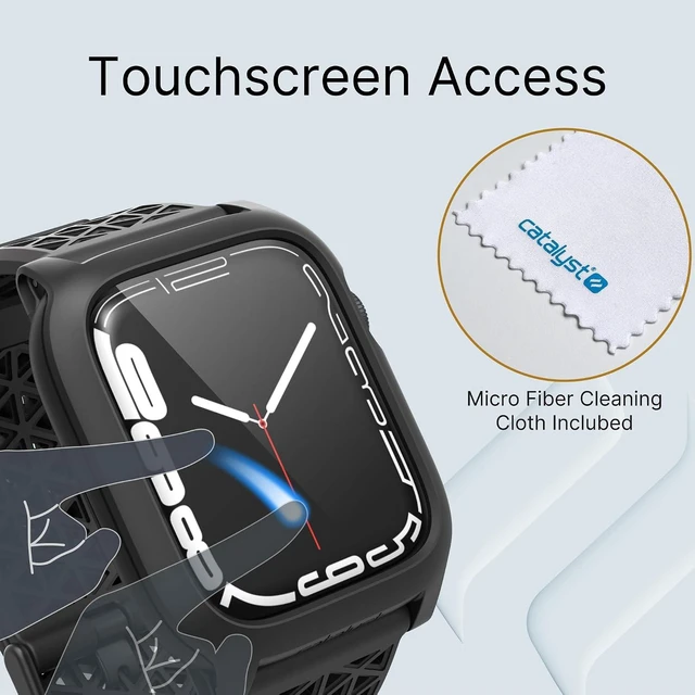 Alt view image 4 of 7 - Active Defense Case Designed for Watch Series 9/8/7 45 mm Drop Proof 10ft Shock & Scratch-Resistant Sport Band Breathable Rugged (Stealth Black)