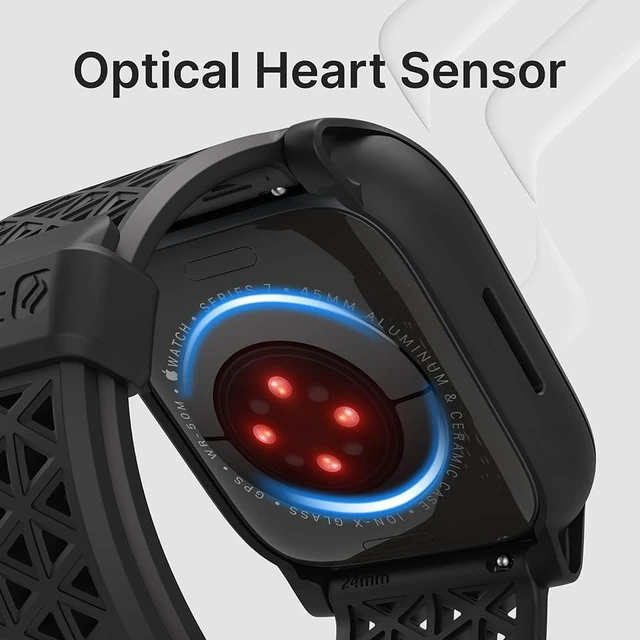 Alt view image 5 of 7 - Active Defense Case Designed for Watch Series 9/8/7 45 mm Drop Proof 10ft Shock & Scratch-Resistant Sport Band Breathable Rugged (Stealth Black)