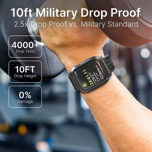 Alt view image 3 of 7 - Active Defense Case Designed for Watch Series 9/8/7 45 mm Drop Proof 10ft Shock & Scratch-Resistant Sport Band Breathable Rugged (Stealth Black)