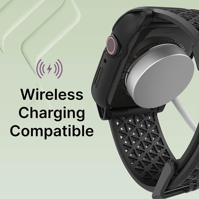 Alt view image 6 of 7 - Active Defense Case Designed for Watch Series 9/8/7 45 mm Drop Proof 10ft Shock & Scratch-Resistant Sport Band Breathable Rugged (Stealth Black)