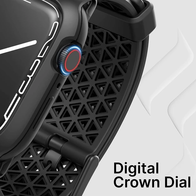 Alt view image 7 of 7 - Active Defense Case Designed for Watch Series 9/8/7 45 mm Drop Proof 10ft Shock & Scratch-Resistant Sport Band Breathable Rugged (Stealth Black)