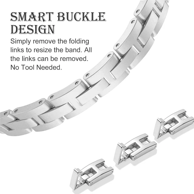 Alt view image 4 of 7 - 18mm Watch Bands Compatible with Garmin Venu 3S/Venu 4 41mm/ Venu 2S / Vivoactive 4S / Vivomove 3S Bling Diamond Stainless Steel Strap Jewelry Wristband for Forerunner 265S/255S Women
