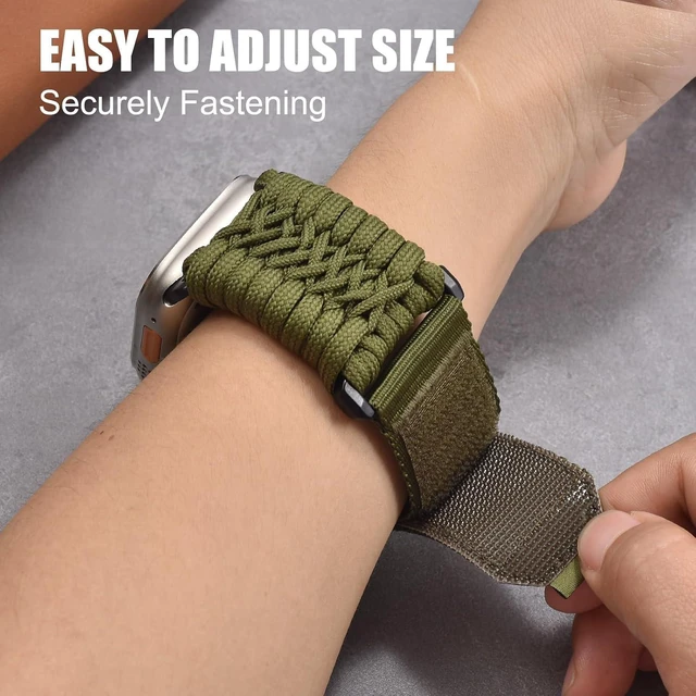 Alt view image 4 of 7 - Rugged Nylon Watch Ultra 4 3 2 SE Band for Men 49mm 46mm 45mm 44mm 42mm Breathable Braided Nylon Strap Sport Loop Adjustable Wristbands for iWatch Bands Series 12 11 10 9 8 7 6 5 4 3 2 1