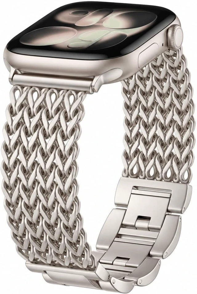 Main image of Metal Band Compatible with Watch Bands for Women 40mm 41mm 42mm 38mm 44mm 45mm 46mm 49mm Dressy Stainless Steel Link Bracelet Designer Strap for iWatch Series 11/SE/10/9/8/7/6/5/4/3/2/1/Ultra