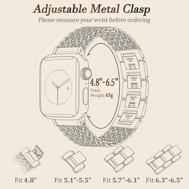 Alt view image 2 of 7 - Metal Band Compatible with Watch Bands for Women 40mm 41mm 42mm 38mm 44mm 45mm 46mm 49mm Dressy Stainless Steel Link Bracelet Designer Strap for iWatch Series 11/SE/10/9/8/7/6/5/4/3/2/1/Ultra