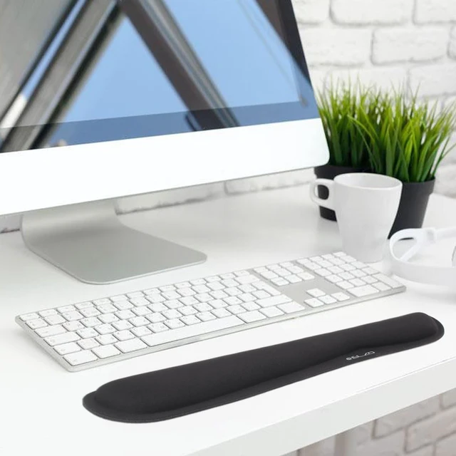 Alt view image 6 of 7 - Keyboard Wrist Rest Pad Support with 65D High-Density Thicken Memory Foam Padding Ergonomic Design Computer Rest Pad Desk Wrist Mat Non-Slip Rubber Base Office Laptop