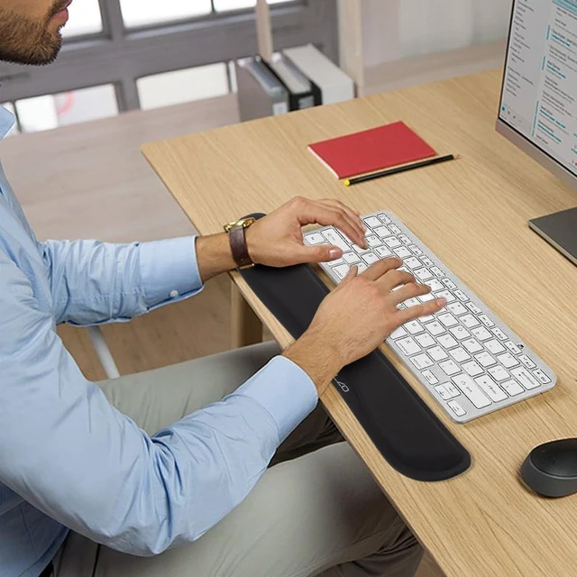 Alt view image 7 of 7 - Keyboard Wrist Rest Pad Support with 65D High-Density Thicken Memory Foam Padding Ergonomic Design Computer Rest Pad Desk Wrist Mat Non-Slip Rubber Base Office Laptop