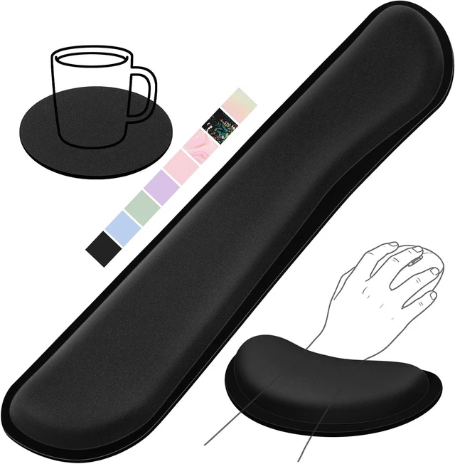 Main image of Keyboard Wrist Rest Set Gel Memory Foam 3-Piece Black