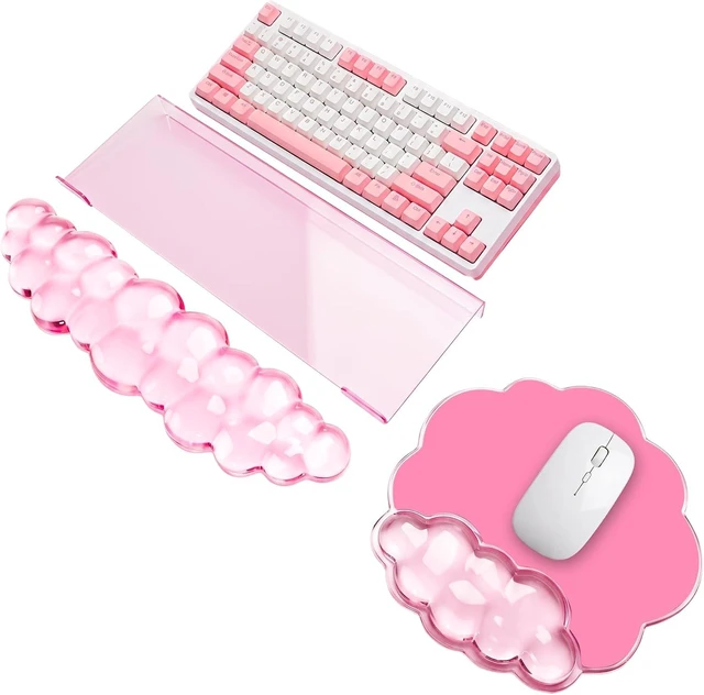 Main image of Keyboard Stand with Wrist Rest and Mouse Pad Acrylic Keyboard Riser Pink