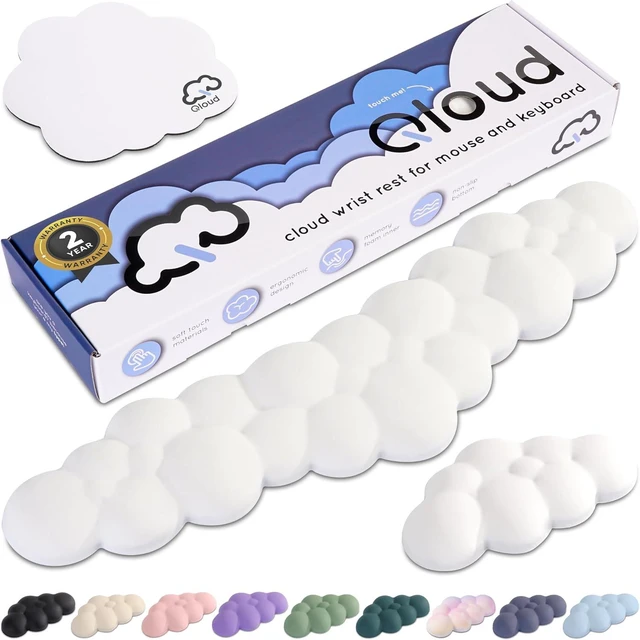 Main image of Cloud Keyboard Wrist Rest Qloud Cloud Wrist Rest for Computer Keyboard and Mouse Ergonomic Memory Foam Wrist Pad with Non-Slip Base Includes Cloud Mouse Pad White