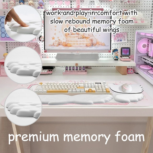 Alt view image 2 of 7 - Angel Wing Wrist Rest Ergonomic Memory Foam Wrist Rest for Keyboard
