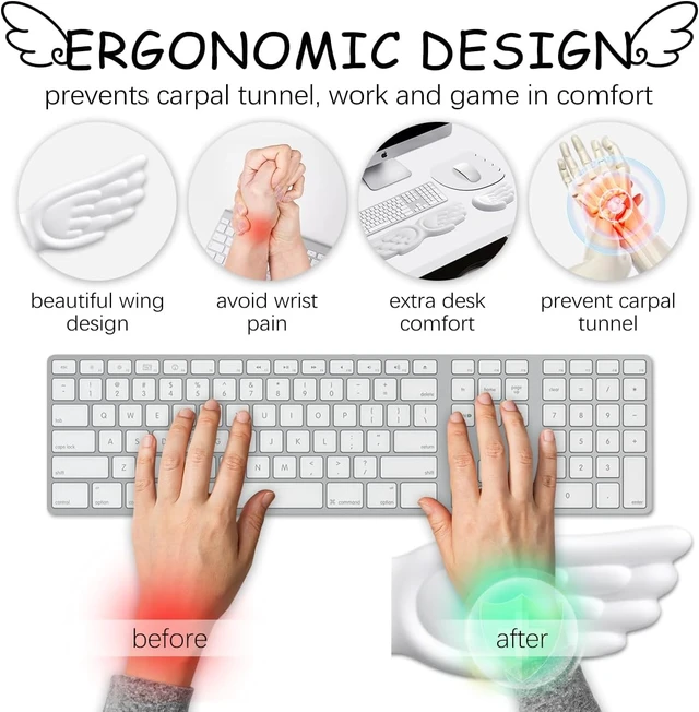 Alt view image 4 of 7 - Angel Wing Wrist Rest Ergonomic Memory Foam Wrist Rest for Keyboard