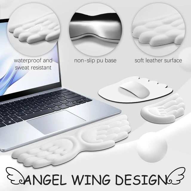 Alt view image 7 of 7 - Angel Wing Wrist Rest Ergonomic Memory Foam Wrist Rest for Keyboard