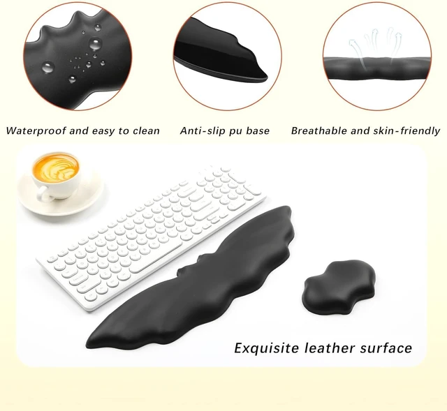 Alt view image 6 of 7 - Goth Keyboard Wrist Rest Set - Soft Leather Halloween Bat Wrist Pad