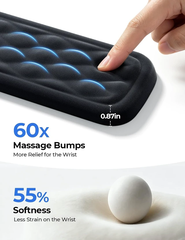 Alt view image 3 of 7 - Wrist Rest for Keyboard & Mouse Set Soft Memory Foam Silky Fabric