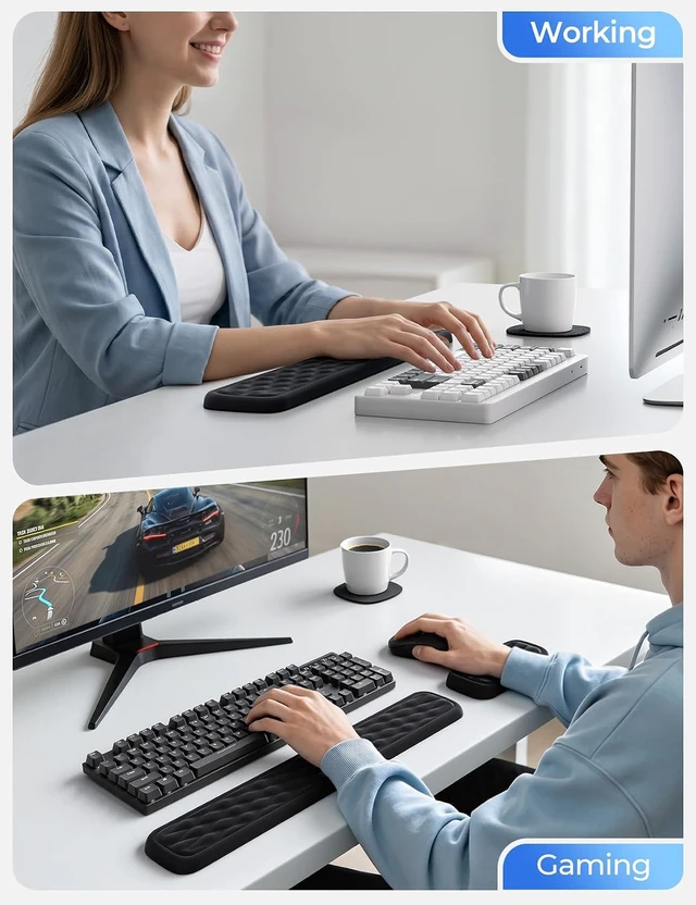 Alt view image 6 of 7 - Wrist Rest for Keyboard & Mouse Set Soft Memory Foam Silky Fabric