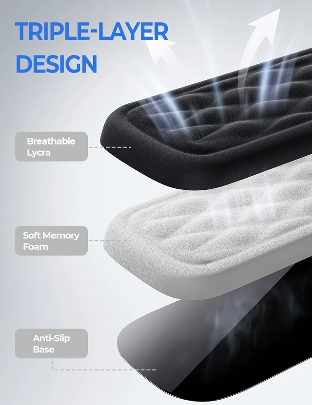 Alt view image 7 of 7 - Wrist Rest for Keyboard & Mouse Set Soft Memory Foam Silky Fabric