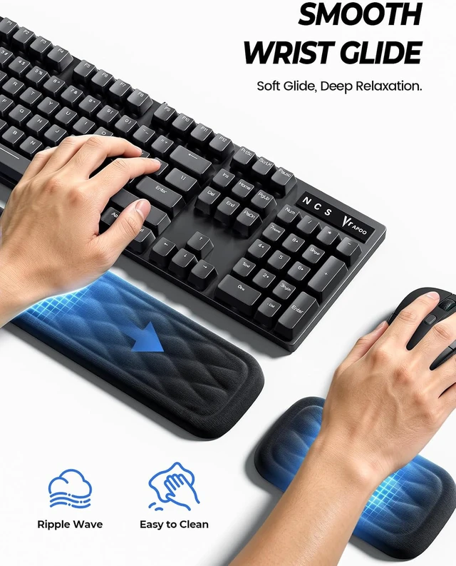 Alt view image 4 of 7 - Wrist Rest for Keyboard & Mouse Set Soft Memory Foam Silky Fabric