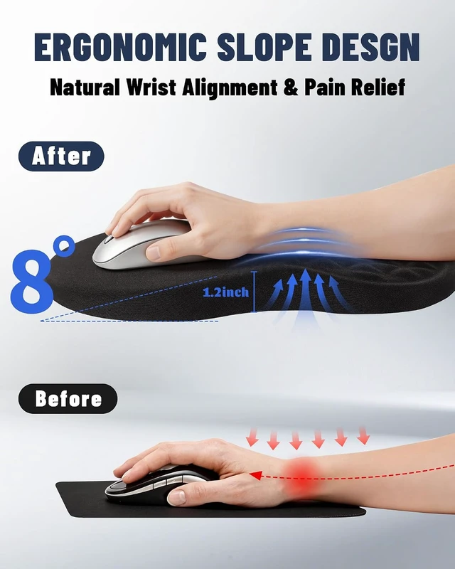 Alt view image 2 of 7 - Ergonomic Mouse Pad with Wrist Rest Sloped Massage Cushion for Pain Relief