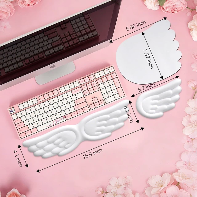 Alt view image 6 of 7 - Angel Wing Wrist Rest Ergonomic Memory Foam Wrist Rest for Keyboard