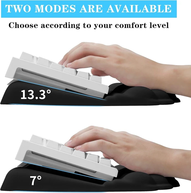 Alt view image 2 of 7 - Computer Keyboard Stand with Wrist Rest Ergonomic Tilted Keyboard Holder - Keyboard Riser with Wrist Pad - Keyboard Tray Support for Office Home -Cloud Set Black