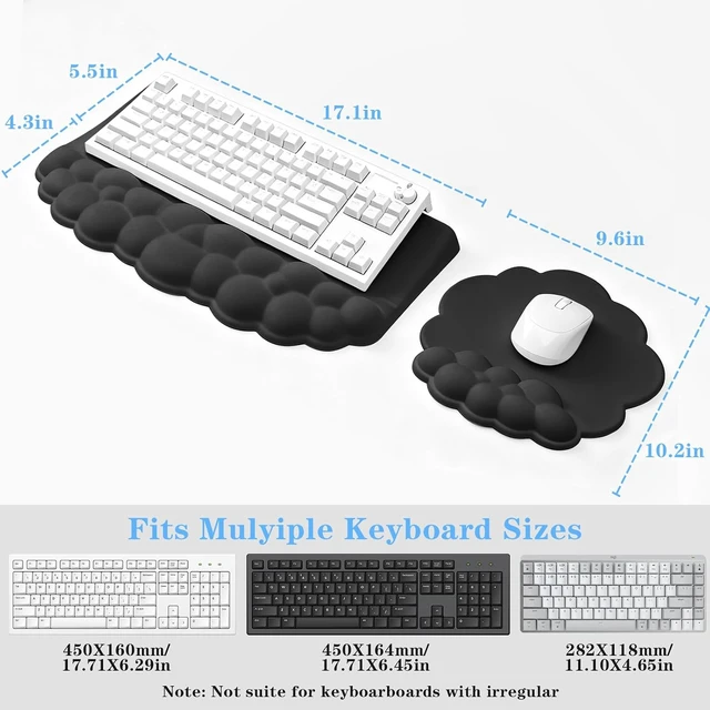 Alt view image 4 of 7 - Computer Keyboard Stand with Wrist Rest Ergonomic Tilted Keyboard Holder - Keyboard Riser with Wrist Pad - Keyboard Tray Support for Office Home -Cloud Set Black