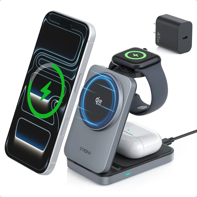 Main image of STRONG TriMag Qi2.2 25W 3 in 1 Wireless Charging Station Fast Charger