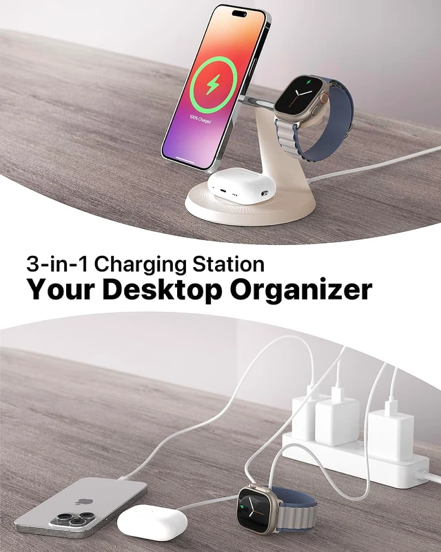 Alt view image 4 of 7 - 3 in 1 Wireless Charging Station for Devices with MagSafe