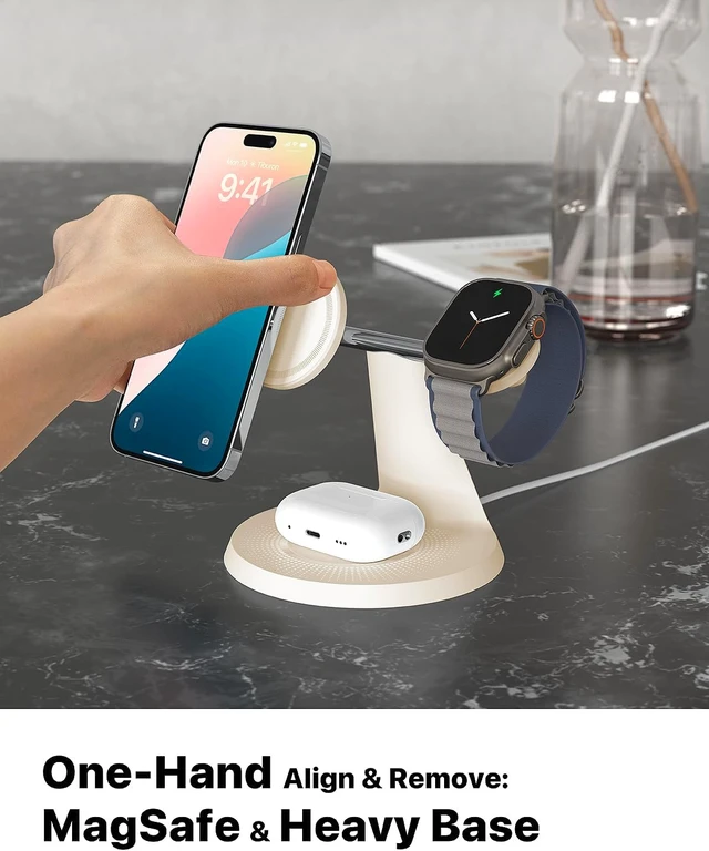 Alt view image 3 of 7 - 3 in 1 Wireless Charging Station for Devices with MagSafe