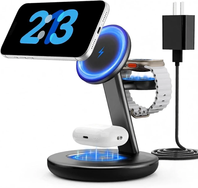 Main image of 3 in 1 Magnetic Wireless Charger Stand for iPhone Watch AirPods