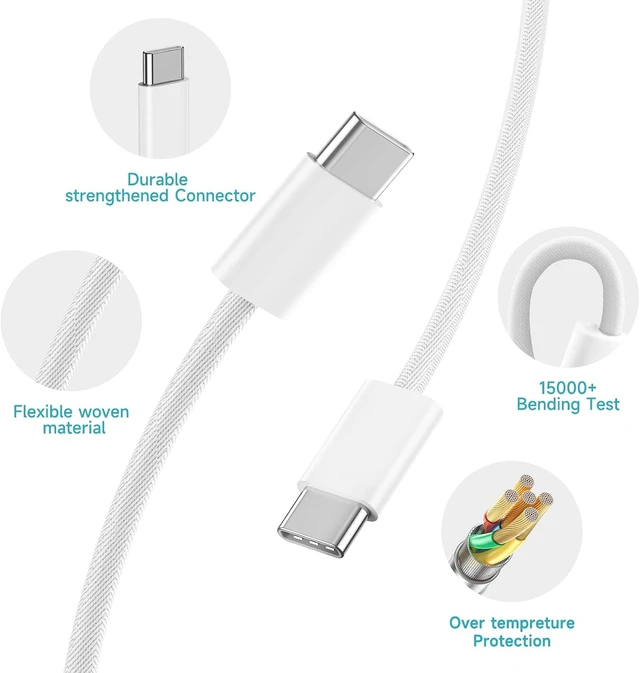 Alt view image 6 of 7 - 20W USB C Fast Charger for iPhone 3-Pack with 10FT Braided Cable