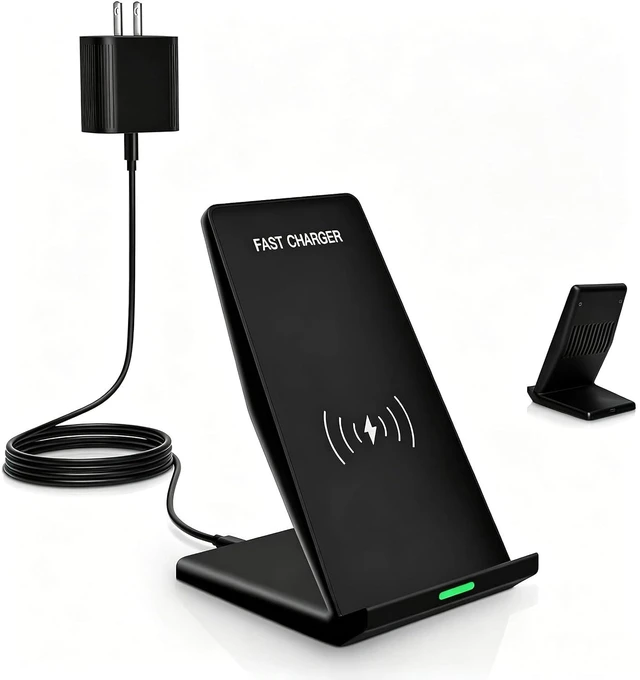 Main image of Fast Wireless Charger Desk Wireless Charging Stand with 20W PD USB Adapter for Galaxy S25/S24/S23/S22/S21/Note 20 Pixel 8/7 Pro for iPhone 17 Pro Max/17 Pro/17/16 Pro Max/16/15/14/13/12 Black