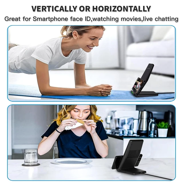 Alt view image 6 of 7 - Fast Wireless Charger Desk Wireless Charging Stand with 20W PD USB Adapter for Galaxy S25/S24/S23/S22/S21/Note 20 Pixel 8/7 Pro for iPhone 17 Pro Max/17 Pro/17/16 Pro Max/16/15/14/13/12 Black