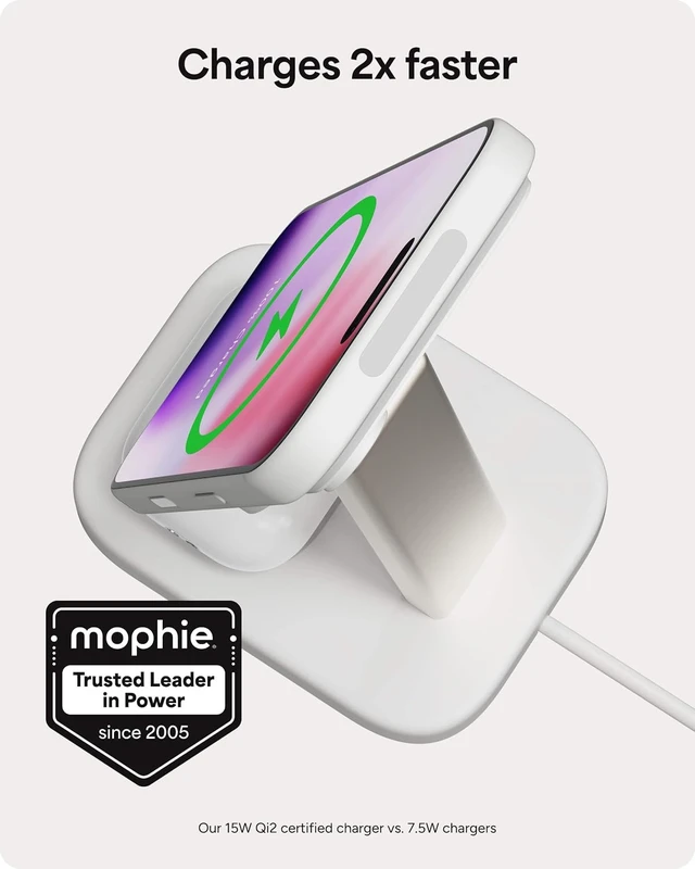 Alt view image 2 of 3 - Mophie 2-in-1 Wireless Charging Stand MagSafe Charger for iPhone & AirPods