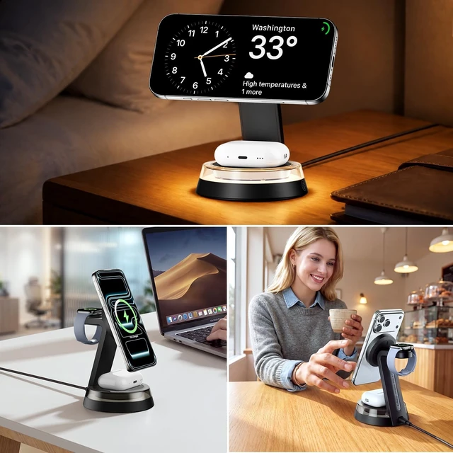 Alt view image 7 of 7 - 3-in-1 Charging Station Magnetic Charging Stand for Devices