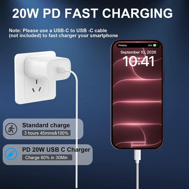 Alt view image 4 of 6 - iPhone 18 17 16 Pro Max Charger Fast Charging 10 FT Long USB C Cable Cord